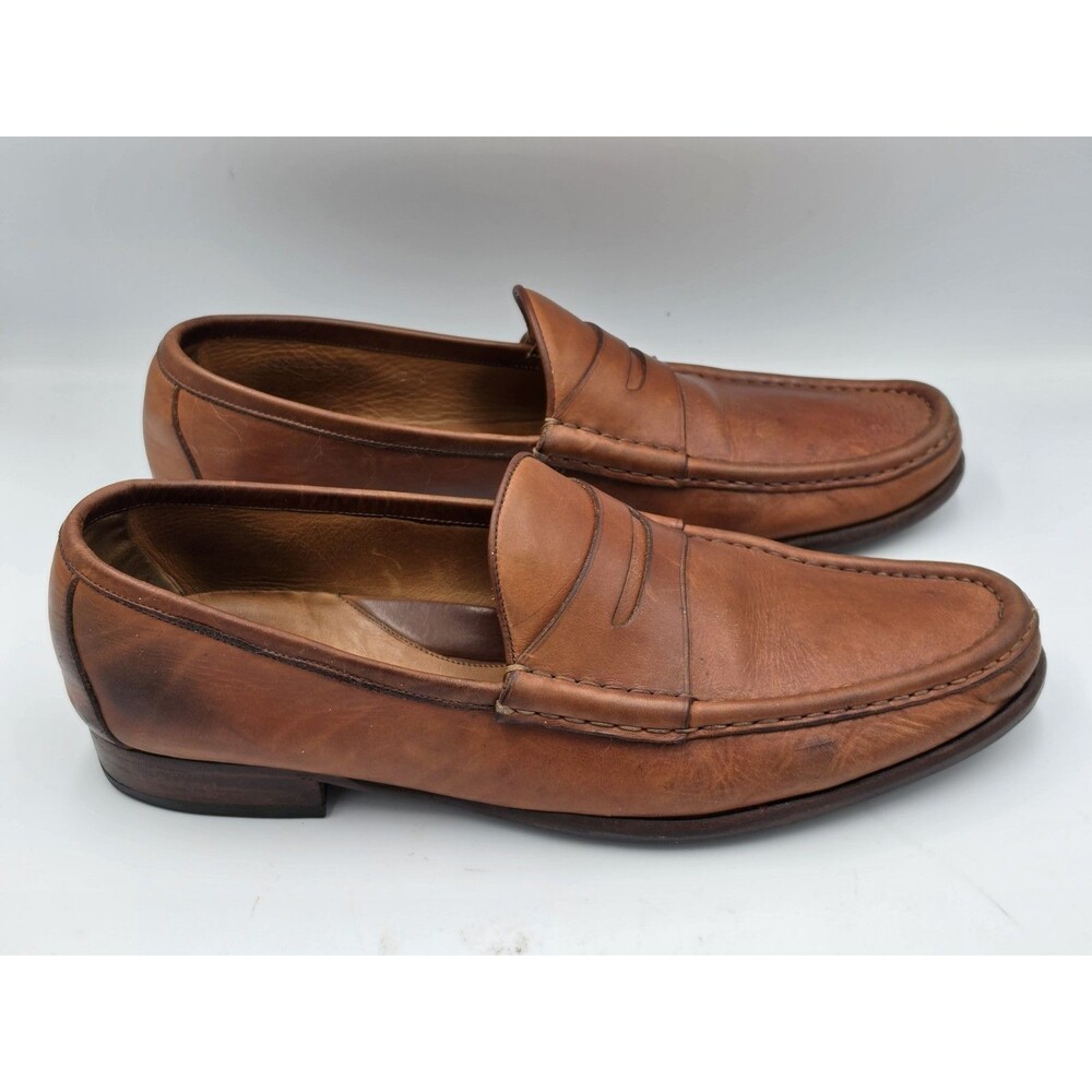 Polo Ralph Lauren Cognac Brown Leather Penny Loafer Sz. 13D Slip On Italian $700